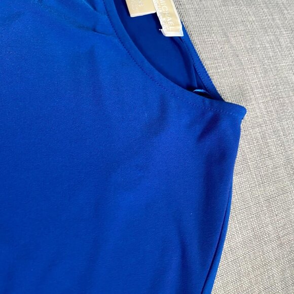 MICHAEL Michael Kors Blue Asymmetrical Dress Womens XS Grecian Flattering Slinky - Picture 9 of 9